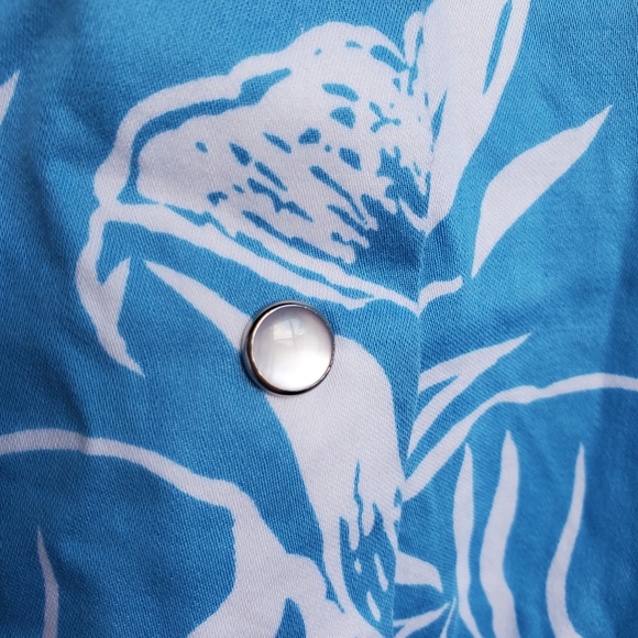 Vintage Ruffle Puff Shoulders Snap Front Pleated 2 Pockets Floral Mumu Dress - Picture 8 of 10